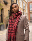 Burgundy & Dark Pink Oversized Houndstooth Scarf