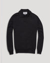Charcoal Knitted Long Sleeve Polo