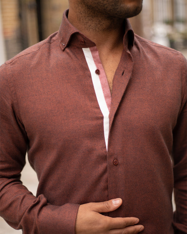 Copper Cotton-Wool Twin Trim Shirt