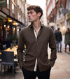 Olive Cotton-Wool Twin Trim Shirt