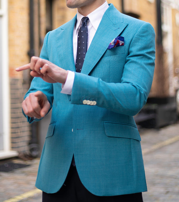 Mint Ultra Peak Hopsack Wool Blazer