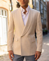 Ivory Wool Double Breasted Shawl Blazer