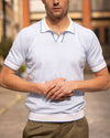 Cornflower Blue Knitted Cotton Polo