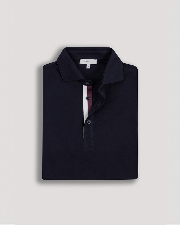 Midnight Blue Twin-Trim Short Sleeve Polo