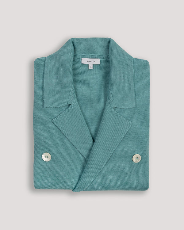 Mint Tonal Knitted Merino Blazer