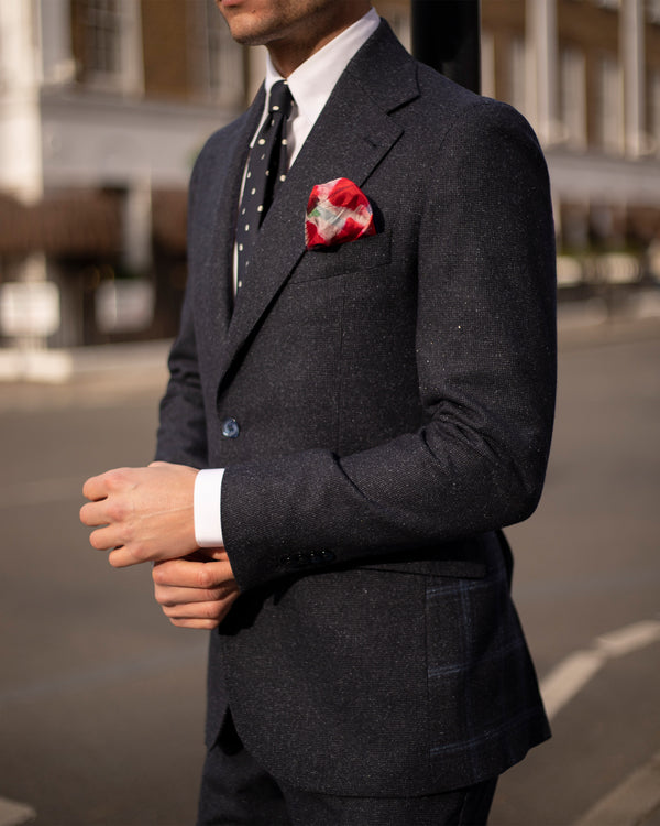Navy Pixel Contrast Hip Blazer