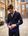 Navy Tonal Knitted Merino Blazer