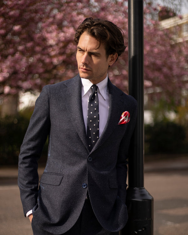 Navy Polka Handmade Silk Tie