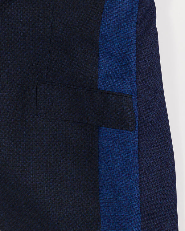 Navy Triple Contrast Wool & Silk Blazer