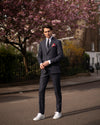 Navy Pixel Contrast Hip Blazer