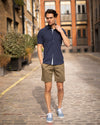 Olive Cotton Casual Shorts