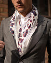 White Paisley Print Linen Scarf