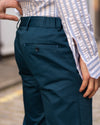 Petrol Blue Cotton Casual Chino