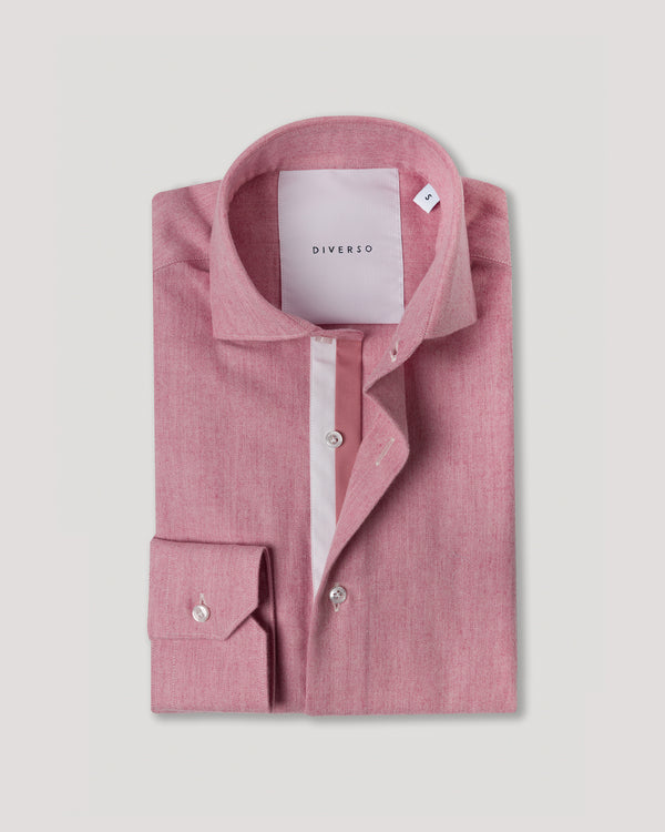 Pink Cotton-Wool Twin Trim Shirt