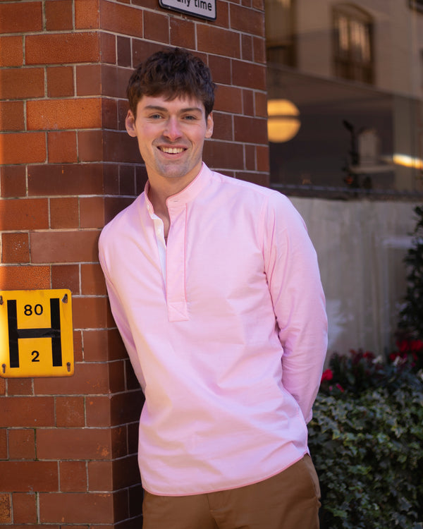 Pink Oxford Piping Popover Shirt