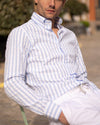 Sky Stripe Seersucker Button Down Shirt