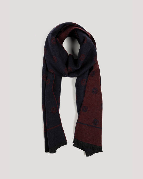 Burgundy & Navy Floral Double-Face Scarf
