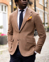 Warm Tan Prince of Wales Wool & Cashmere Blazer