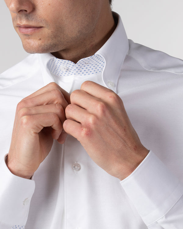 White Oxford Contrast Button Down Shirt